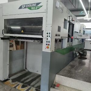 Corte vinco Bobst 102SP ano 2003 com destaque. ( MÁQUINA PARA IMPORTAÇÃO )