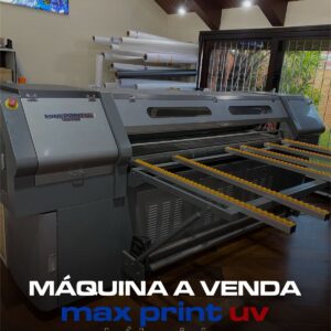 PLOTTER Max Print Uv híbrida 1,80 de boca 3 cabeças de impressão White, Cmyk, verniz sensor de colisão Impressão em mídia flexível e rígido.