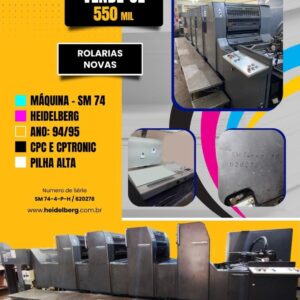 Heidelberg SM 74-4 Ano 1994/5 CPTRONIC Autoplate 15.000 p/h Rolaria nova Máquina bem Conservada!