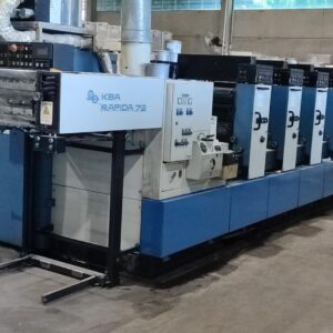 Kba rápida 72 -5 cores ano 1998 15000 folhas hora. Tinteiro eletronico. Sistema de molha com rolo cromo e borracha (alcoolor). Troca semi automatica de chapas. Secador IR. Sistema de lavagem automatica de blanquetas operacionais. Formato 52x72  ✅Apenas 65 milhões de impressões.