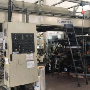 Impressora flexográfica Carnevalli 6 cores 1200 mm Ano 2003 Doctor Blade Preparada para impressão em papel Feito freio l, alinhador, e rebobinamento próprios para papel. Acompanha diversos diversos cilindros, qualquer dúvida chamem que envio as medidas.