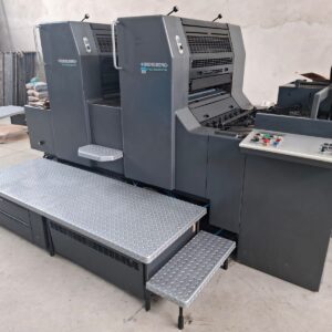 Heidelberg SM74 – bicolor Ano 1997, autoplate, reversão, formato 52x74, rolaria Bocther, tiragem baixa.