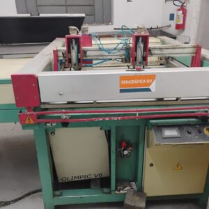 Impressora Serigrafica IMAH 60x80 ano 2006 com estratos de folhas + curadora UV + gravador de telas + telas + tanque + telas