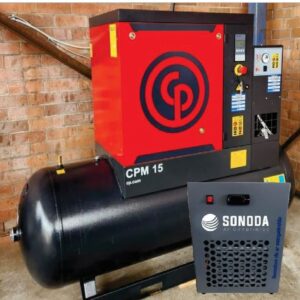 Compressor de ar parafuso Chicago c CPM 15 ano 2022, acompanha secador Sonoda PCM 90